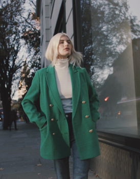 Women's Green Bouclé Blazer