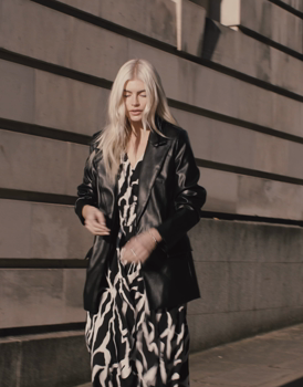 Women's Black Faux Leather Blazer