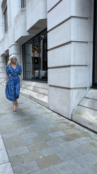 Women's Blue Floral Button Front Midi Dress
