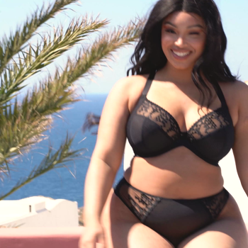 Centre Stage Full Plunge Bra Black &pound;36, Centre Stage Deep Thong Black &pound;19