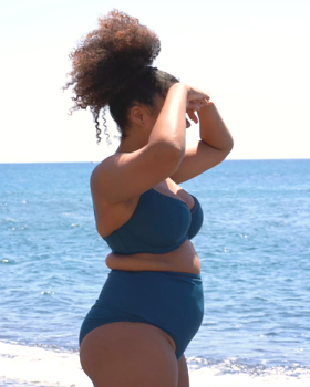 First Class Balcony Bikini Top Deep Teal &pound;37, First Class High Waist Bikini Bottom Deep Teal &pound;27