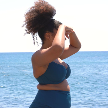 First Class Balcony Bikini Top Deep Teal &pound;37, First Class High Waist Bikini Bottom Deep Teal &pound;27