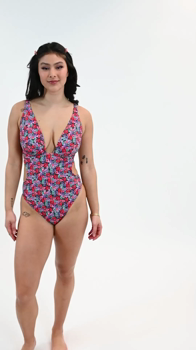 Kitsch Kate - Floral Print - Plunge Swimsuit - &pound;64 $110 &euro;90